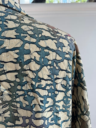 Vintage Japanese Silk Kimono - OSFA - Cream With Multicolor Dye
