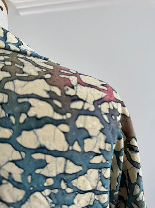 Vintage Japanese Silk Kimono - OSFA - Cream With Multicolor Dye