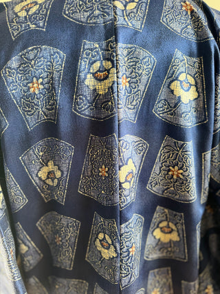 Vintage Japanese Silk Kimono - OSFA - Blue with Floral Detail