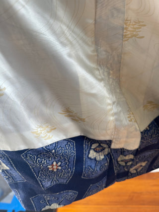 Vintage Japanese Silk Kimono - OSFA - Blue with Floral Detail