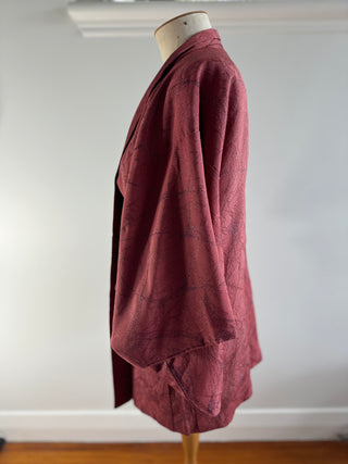 Vintage Japanese Silk Kimono - OSFA - Dusty Pink with Striking Textured Pattern