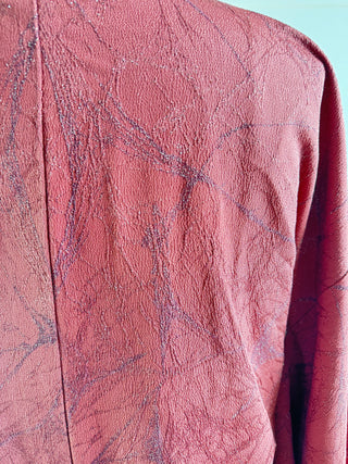Vintage Japanese Silk Kimono - OSFA - Dusty Pink with Striking Textured Pattern