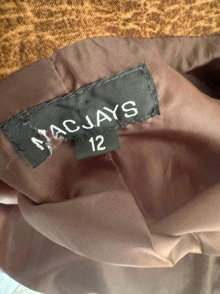 Brown MACJAYS Suede Look Collared Lightweight Jacket - Size 12