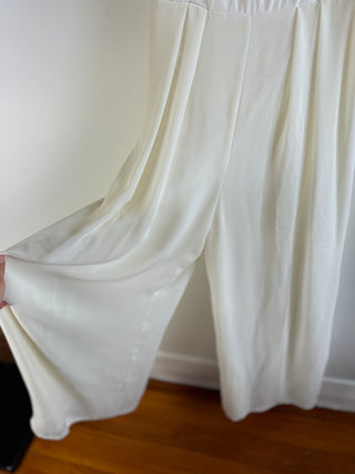 Delicate Vintage Silk Wideleg Jumpsuit with Beaded Size 6-8