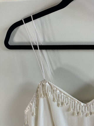 Delicate Vintage Silk Wideleg Jumpsuit with Beaded Size 6-8