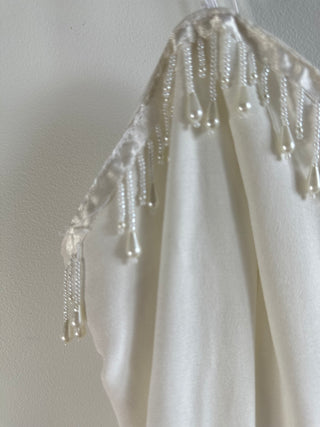 Delicate Vintage Silk Wideleg Jumpsuit with Beaded Size 6-8