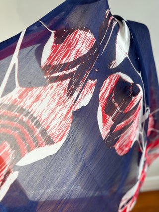 Blue Red and White Summer Sarong - Can be worn many ways - OSFA