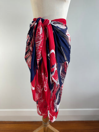 Blue Red and White Summer Sarong - Can be worn many ways - OSFA