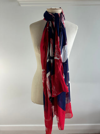 Blue Red and White Summer Sarong - Can be worn many ways - OSFA