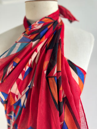 Blue Red and White Summer Sarong - Can be worn many ways - OSFA