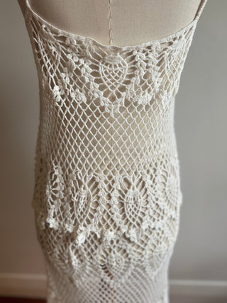Crochet Dress with Asymmetrical Hem - Size S