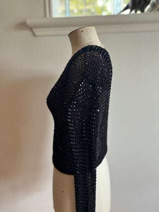 Sleek Vintage Knit Cardi with Sequins