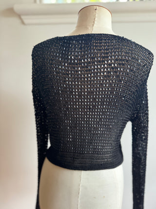 Sleek Vintage Knit Cardi with Sequins