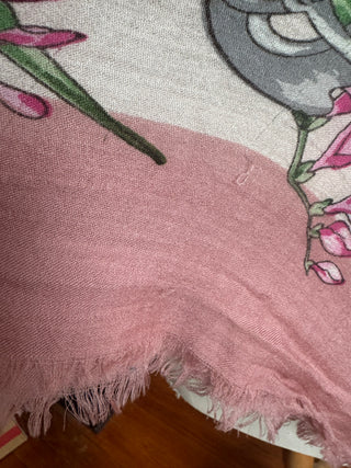 Gorgeous Pink 'Gucci' Scarf. Pink with floral design and horsebit detailing throughout