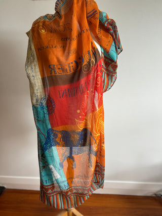 Blue Red and White Summer Sarong - Can be worn many ways - OSFA