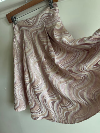 Raoul Purple Jacquard Skirt with Retro Swirl Patterns - Size XS