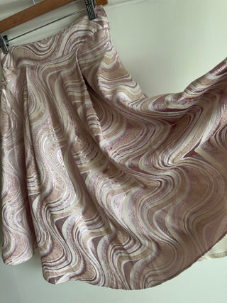 Raoul Purple Jacquard Skirt with Retro Swirl Patterns - Size XS