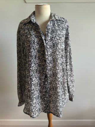 KATIES - Black with white floral fabric - Size 14