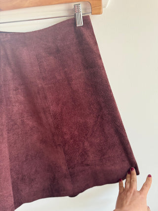 Gorgeous Burgundy/Brown Suede Skirt - To fit size 6-8
