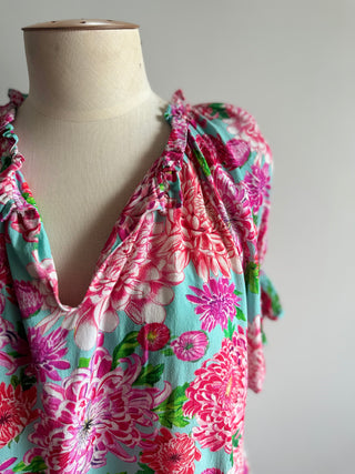 Bright Floral Print  Short sleeve Top- Madly Sweetly - Size 12