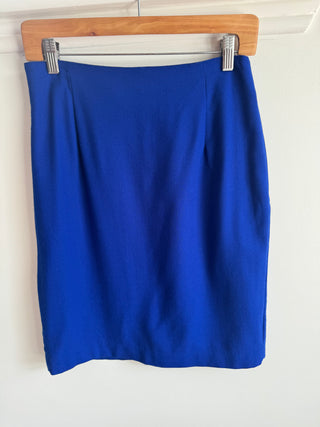 Bright Blue Wool Pencil Skirt