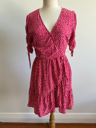 Auguste Red and White Wrap Dress - Size 8