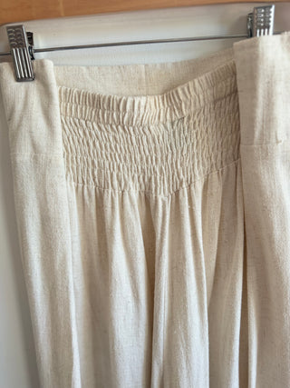 Wide Leg Flares Cream Linen Blend Silver Wishes -Size 16