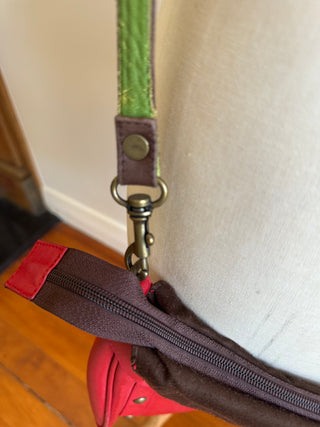 Vintage Saben Red Cross Body Bag w Brass Studs