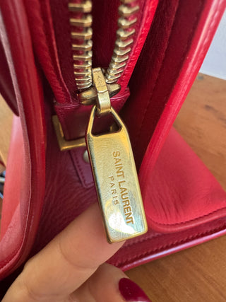 Yves Saint Laurent Y line Red Leather Calfskin Cabas Handbag