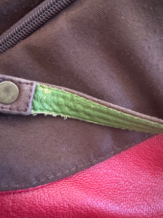 Vintage Saben Red Cross Body Bag w Brass Studs