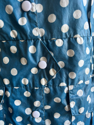 Vintage Blue Polkadot Rain Jacket - Size M