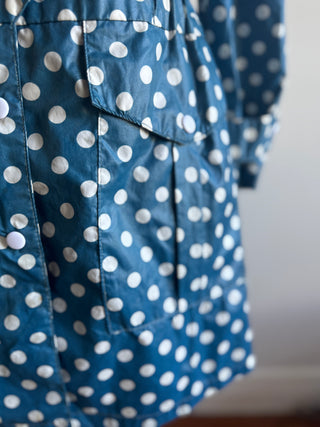 Vintage Blue Polkadot Rain Jacket - Size M