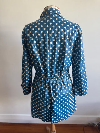 Vintage Blue Polkadot Rain Jacket - Size M