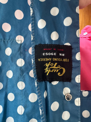 Vintage Blue Polkadot Rain Jacket - Size M