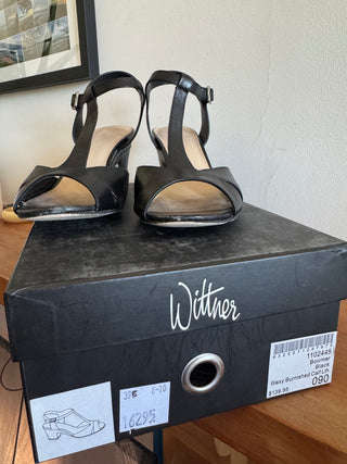 Vintage Wittner Leather Strappy Peep Toe T Bar Shows - Low heel