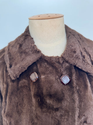 Deep Brown Faux Fur Coat