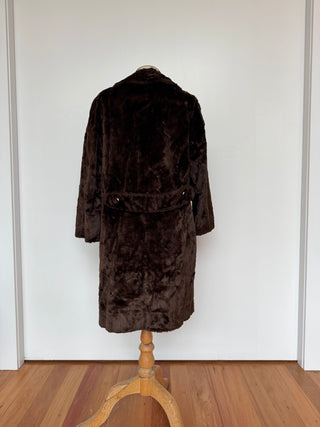 Deep Brown Faux Fur Coat