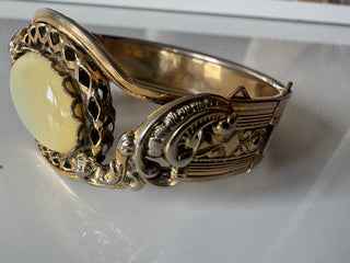 Vintage Mother of Pearl Brass Cuff