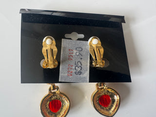 Vintage Red Gemstone Clip ons