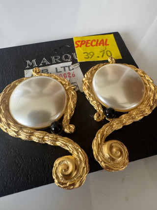 Vintage Costume Marquee Clip on Earrings
