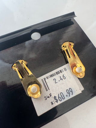 Vintage Half Pearl Crystal Costume Earrings