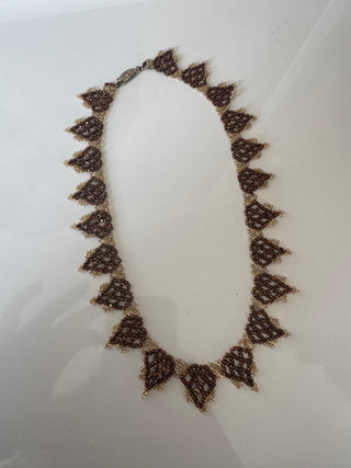 Vintage Art Deco handmade beaded necklace with glass seed beads