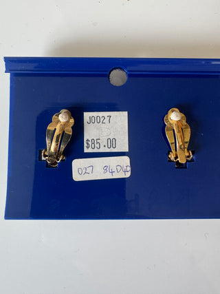 Vintage Costume Pink Gemstone & Enamel Earrings - Signed Piscitelli- Made in USA