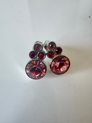 Dyrberg  Kern Silver and Pink Crystal Earrings