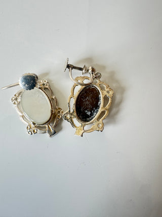 Silver Anitique and Mother of Pearl Earrings