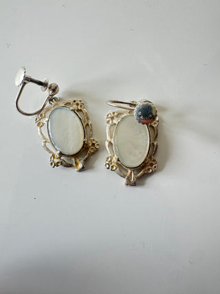 Silver Anitique and Mother of Pearl Earrings